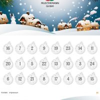 Adventkalender-Sujet: Winterlandschaft mit Häuschen und Tannenzweigen © echonet communication GmbH