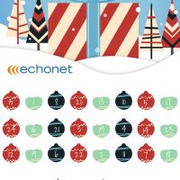 Adventkalender-Sujet: Geschenkpackerl und Illustratierte Bäume © echonet communication GmbH
