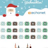 Adventkalender-Sujet: Illustration Weihnachtsmann mit Brille und Schneehügel © echonet communication GmbH Adventkalender-Sujet: Illustration Weihnachtsmann mit Brille und Schneehügel © echonet communication GmbH